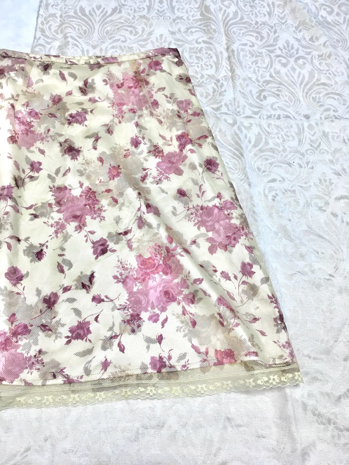 오리엔탈 새틴 플라워 미디스커트  상품이미지3