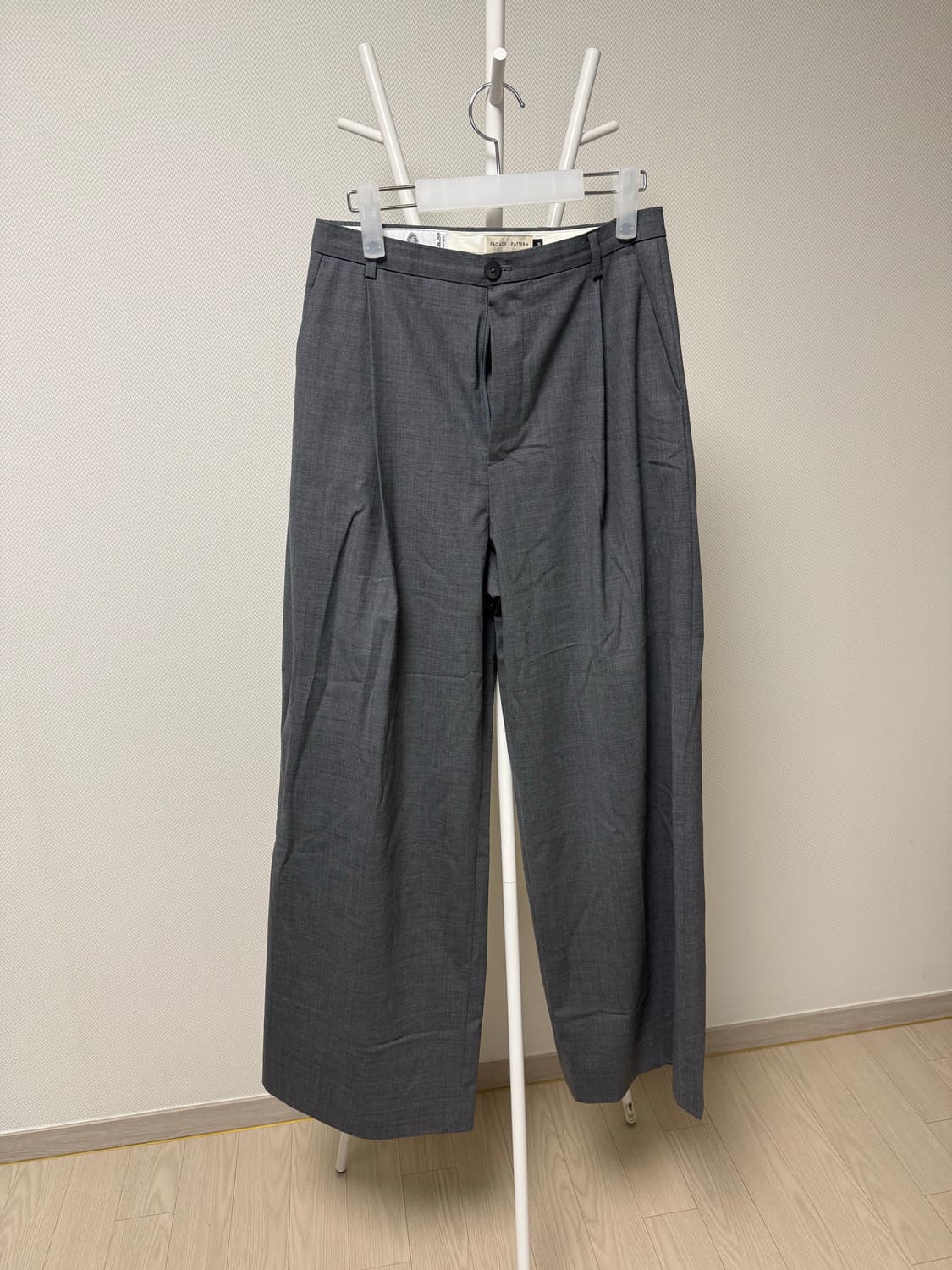 파사드패턴 썸머울 와이드 팬츠_charcoal 상품이미지3