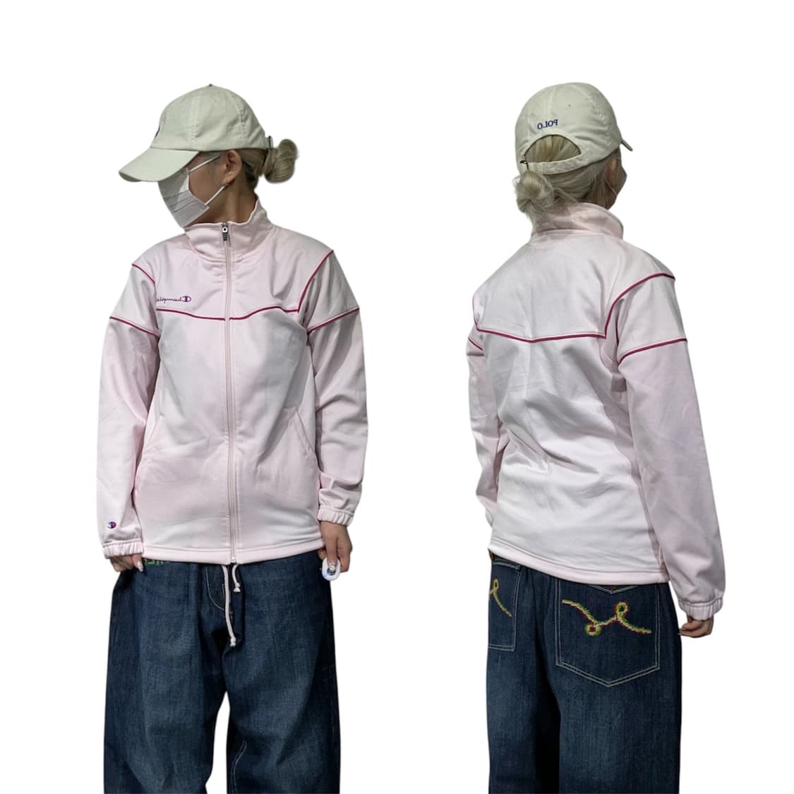 챔피온 딸기우유 핑크 올드스쿨 트랙탑 져지 L 상품이미지1