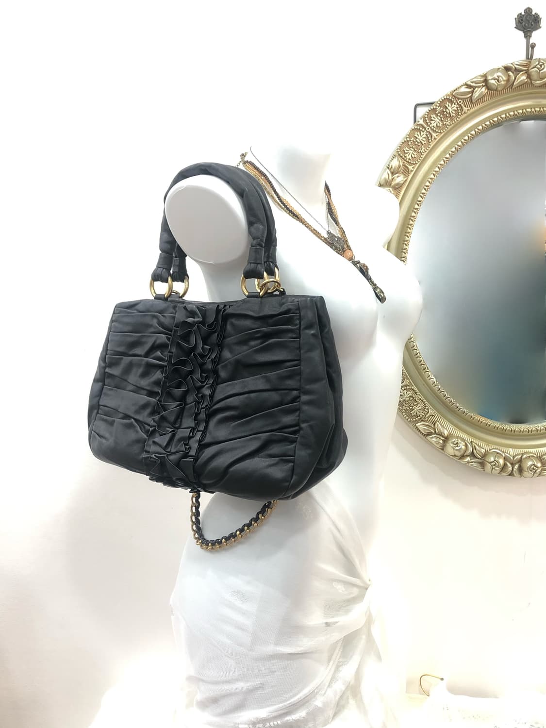 black front shirring shoulder bag 상품이미지2