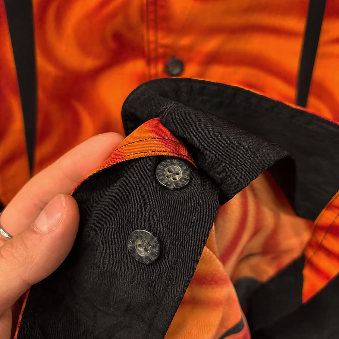 할리데이비슨 플레임 스컬 그래픽 하프 바이커 셔츠 N1075 상품이미지6