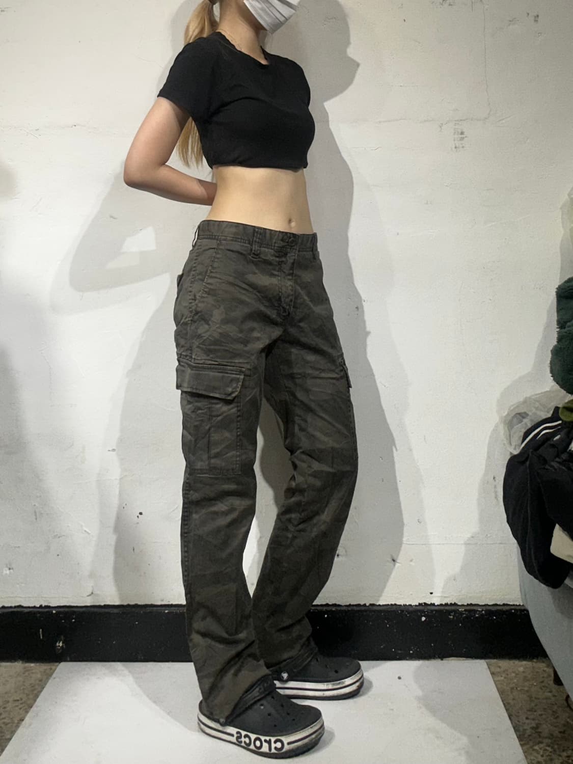 일본 빈티지 카키 카모 와이드 카고 팬츠  상품이미지1