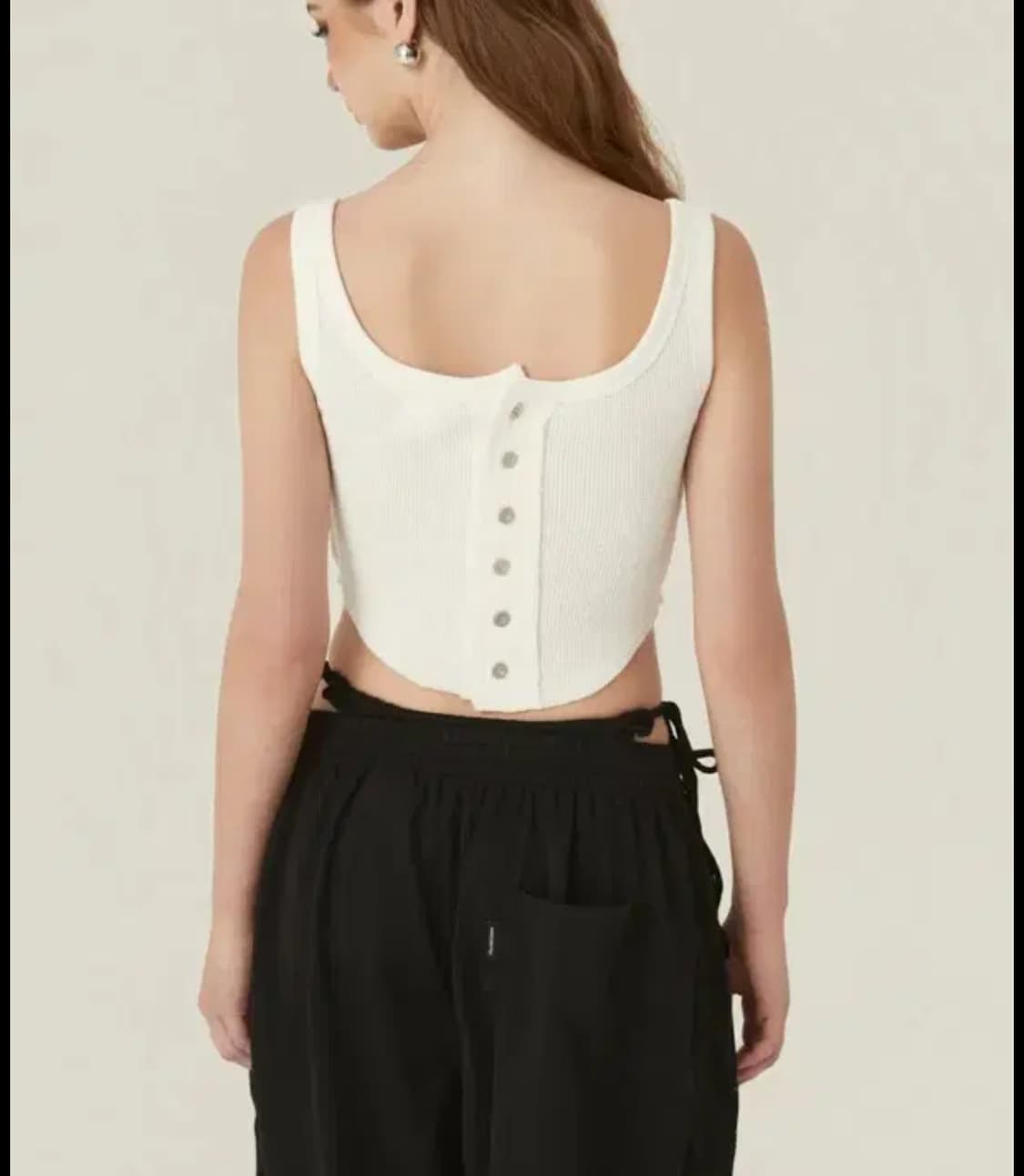 쓰리타임즈 corset top 코르셋 탑 나시 아이보리 S 상품이미지1