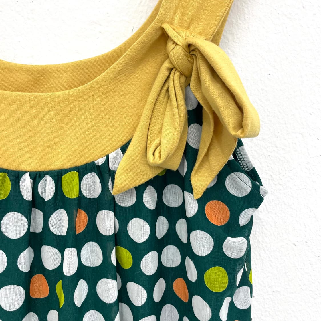green mustard polka dot shift dress 상품이미지2