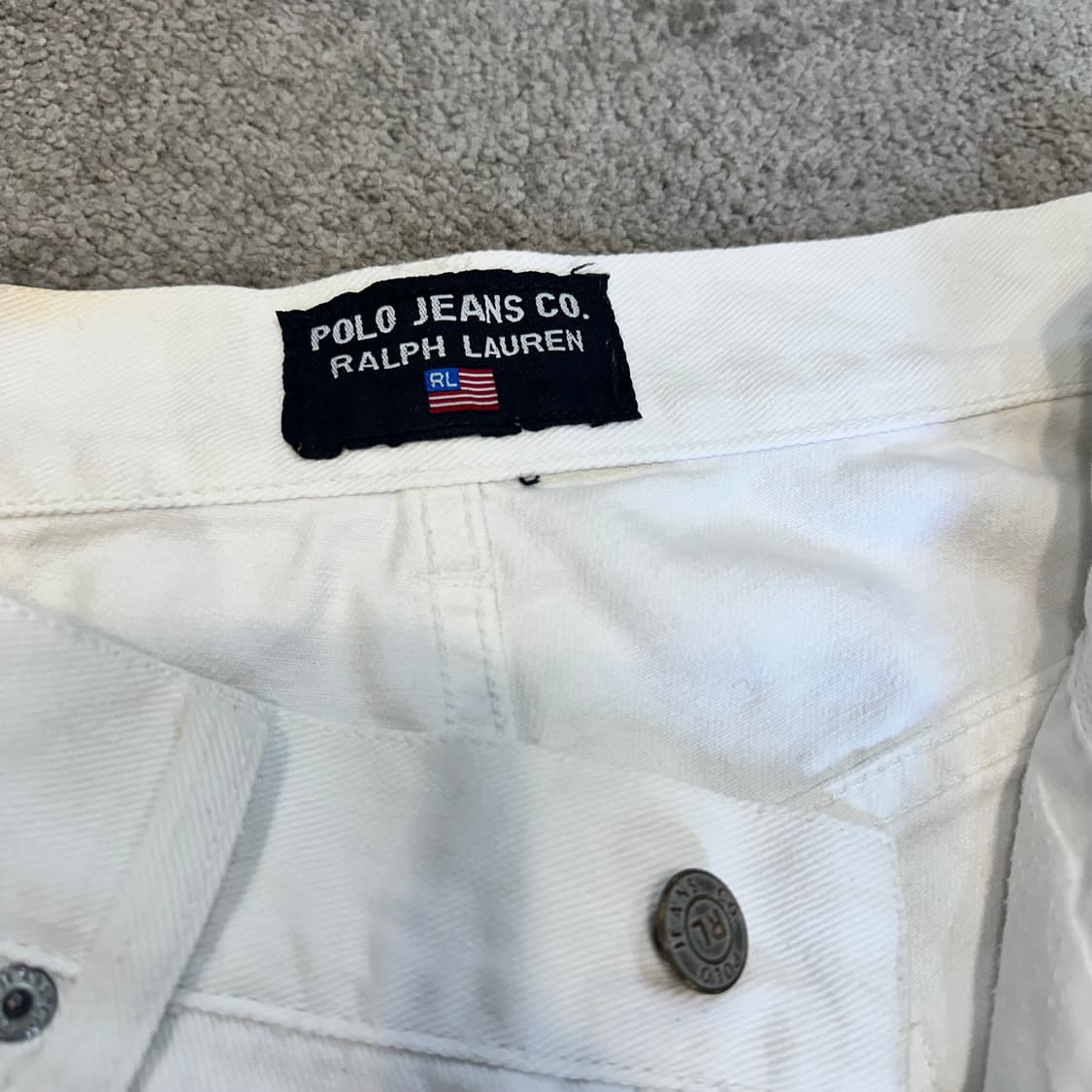 폴로 폴로진 화이트 코튼 와이드 하프팬츠(32) 상품이미지4
