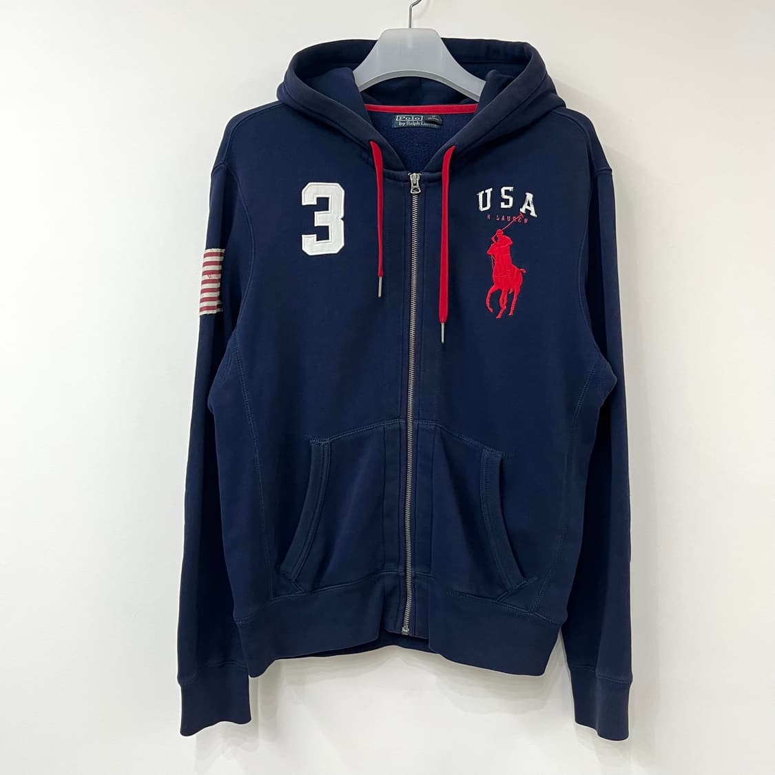 폴로 랄프로렌 빅포니 USA 성조기 네이비 후드집업 상품이미지2