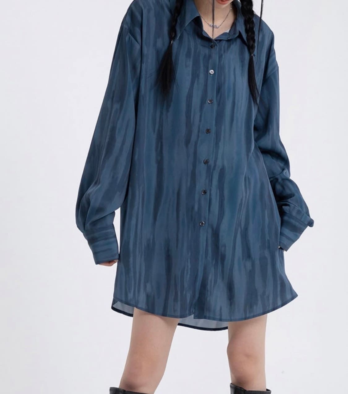 므넴 mnem 워터컬러 셔츠 블라우스 블루 상품이미지1