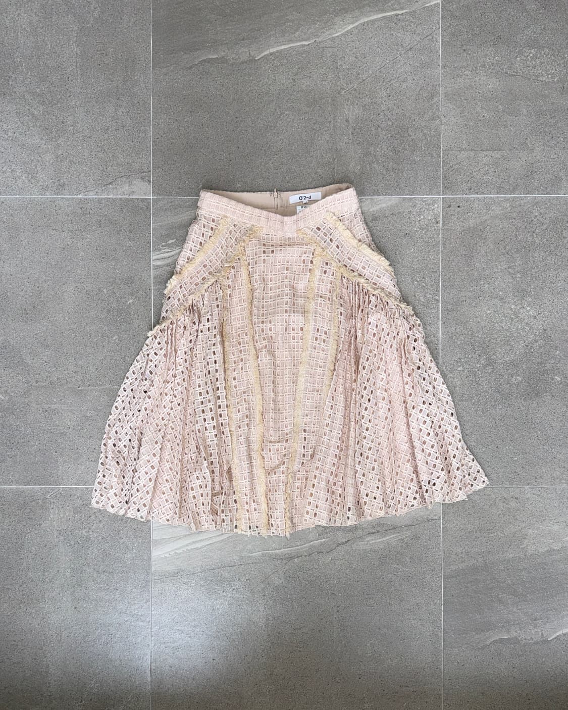 O’2ND beige grunge net pleats skirt 상품이미지1