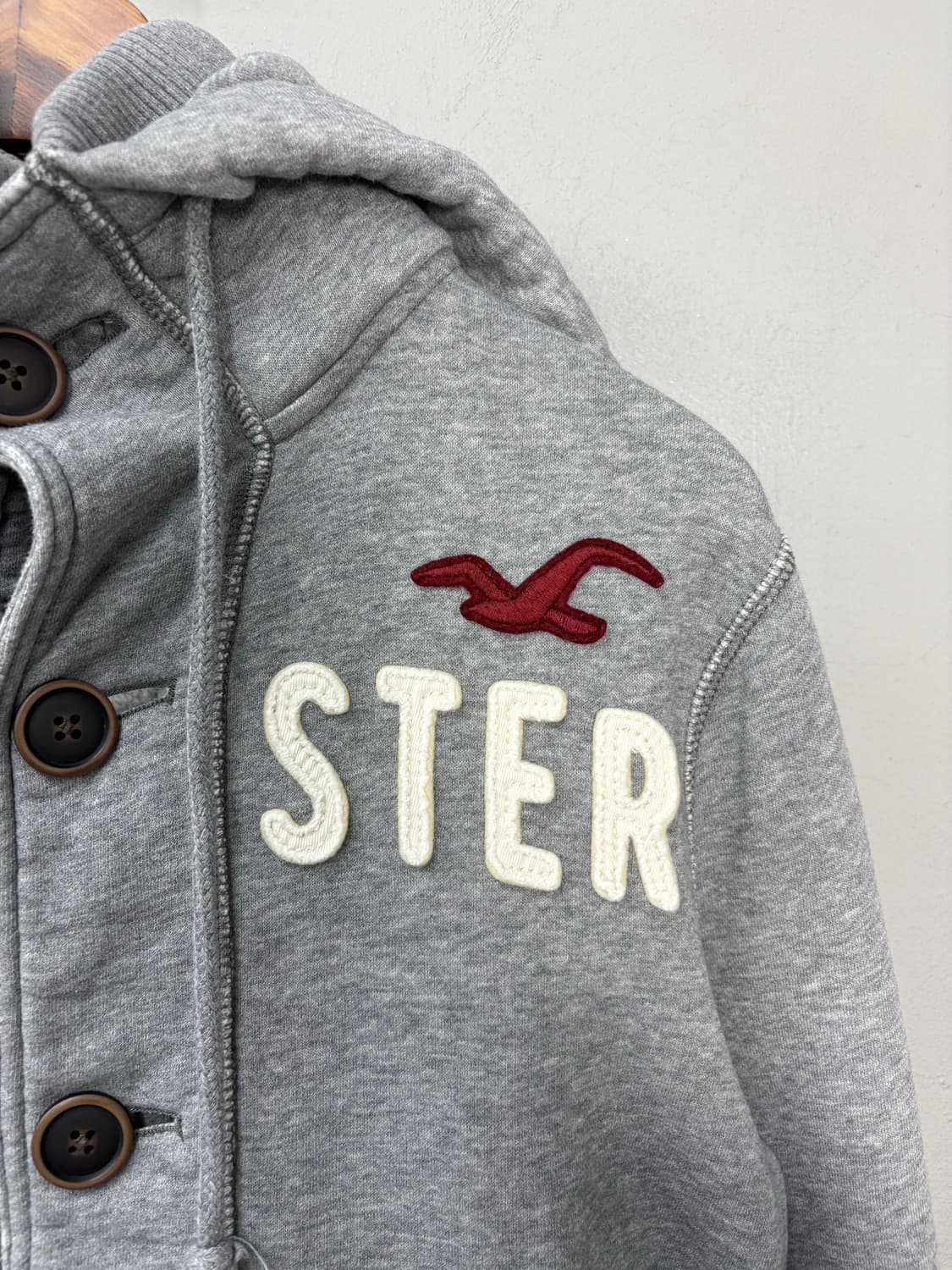 홀리스터 버튼 y2k 그레이 후드집업 A3225 상품이미지3