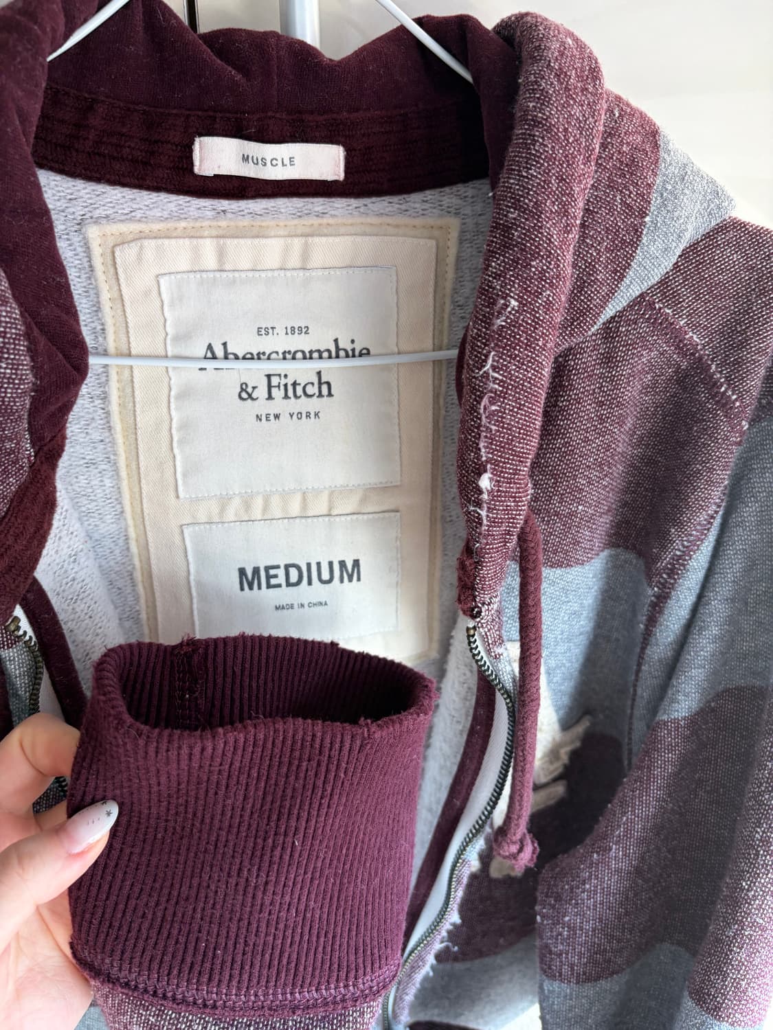 아베크롬비 와인색 기모 후드집업 상품이미지10