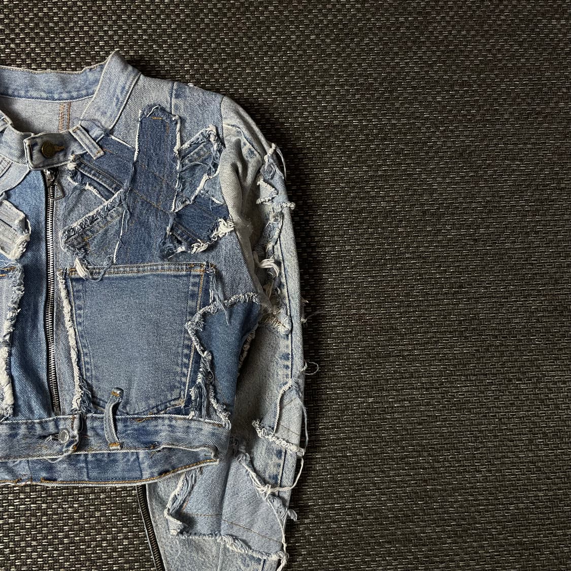 빈티지 연청 리워크 커스텀 크롭 데님 자켓 상품이미지3