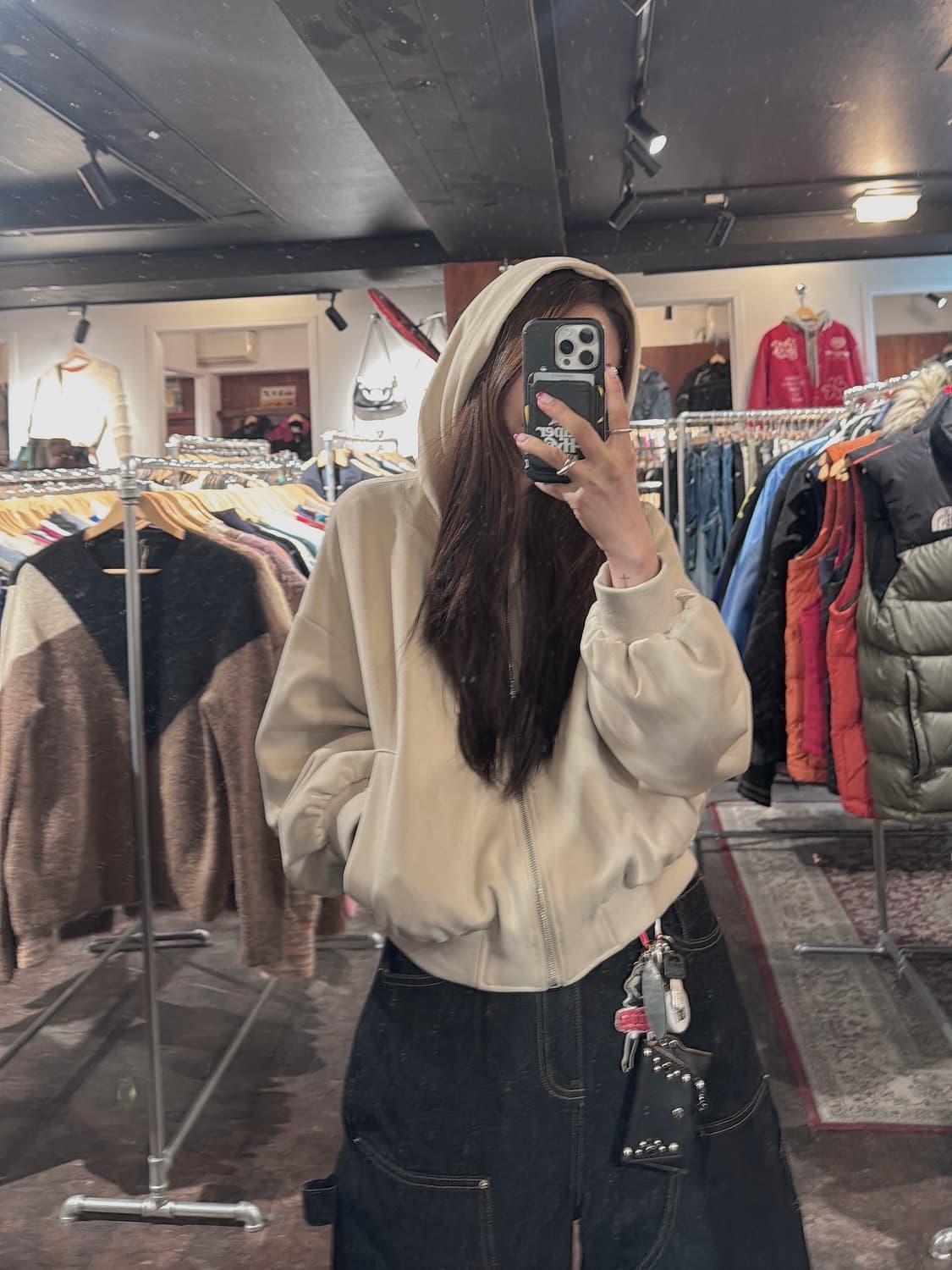 ZARA 자라 스웨이드 크롭 후드 집업 자켓 M 상품이미지1