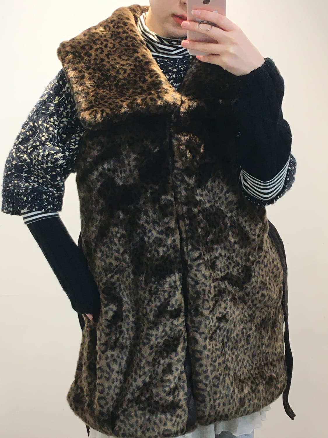 molliolli by 이도이 호피 퍼 조끼 상품이미지4