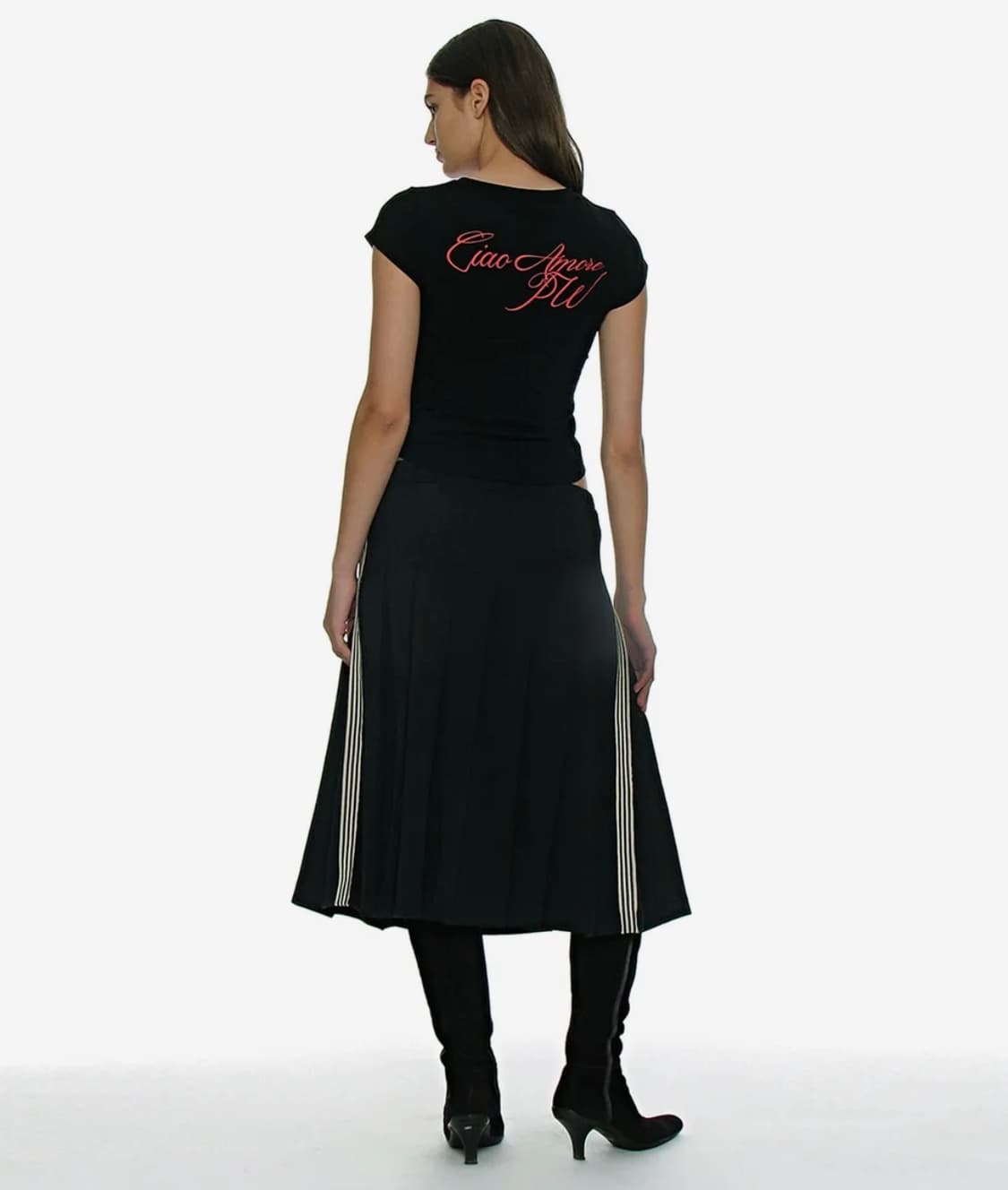 PARTIMENTO women 93 차오 프린티드 숏 슬리브 티 (블랙) 상품이미지6