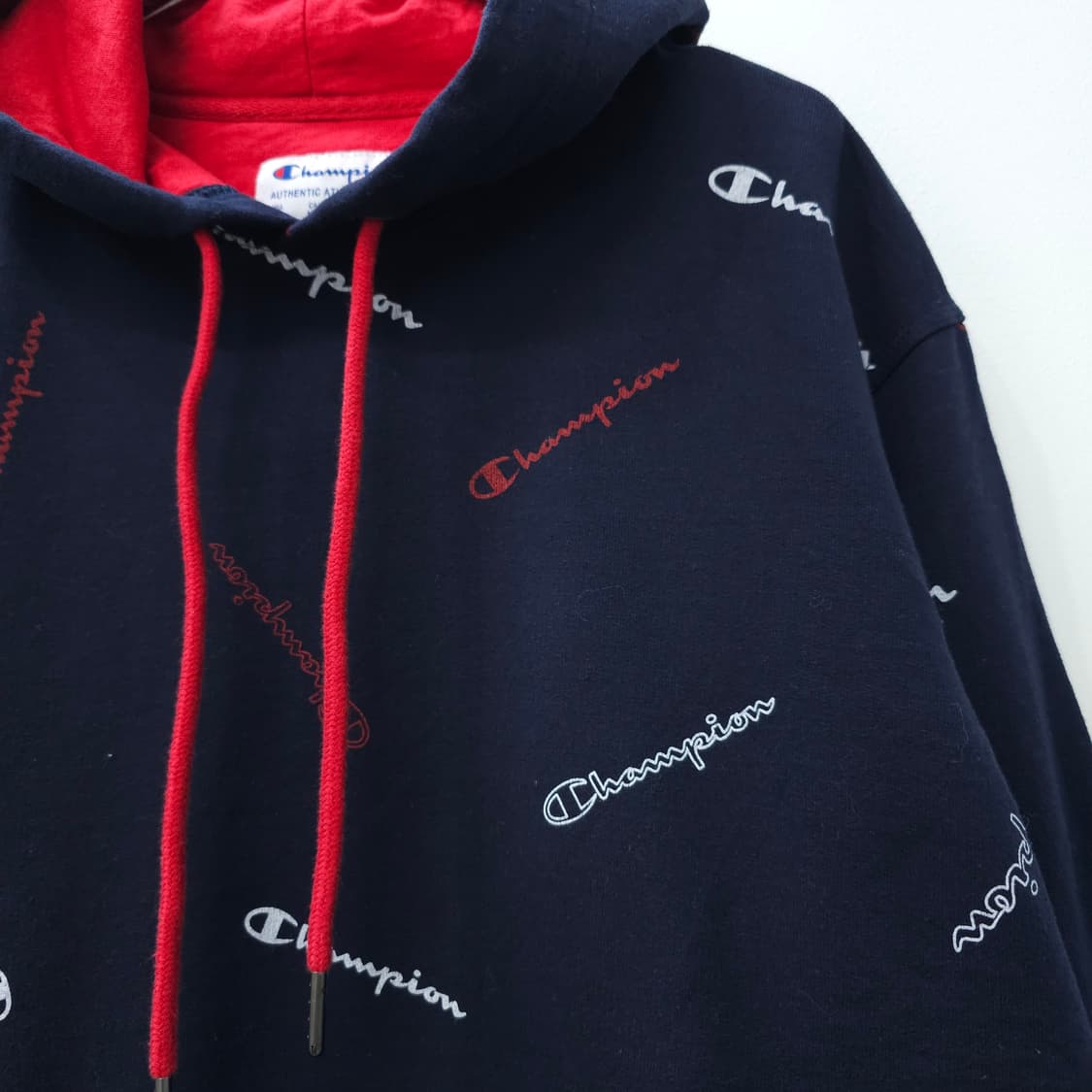 챔피온 로고 네이비 후드티셔츠 기모 상품이미지5