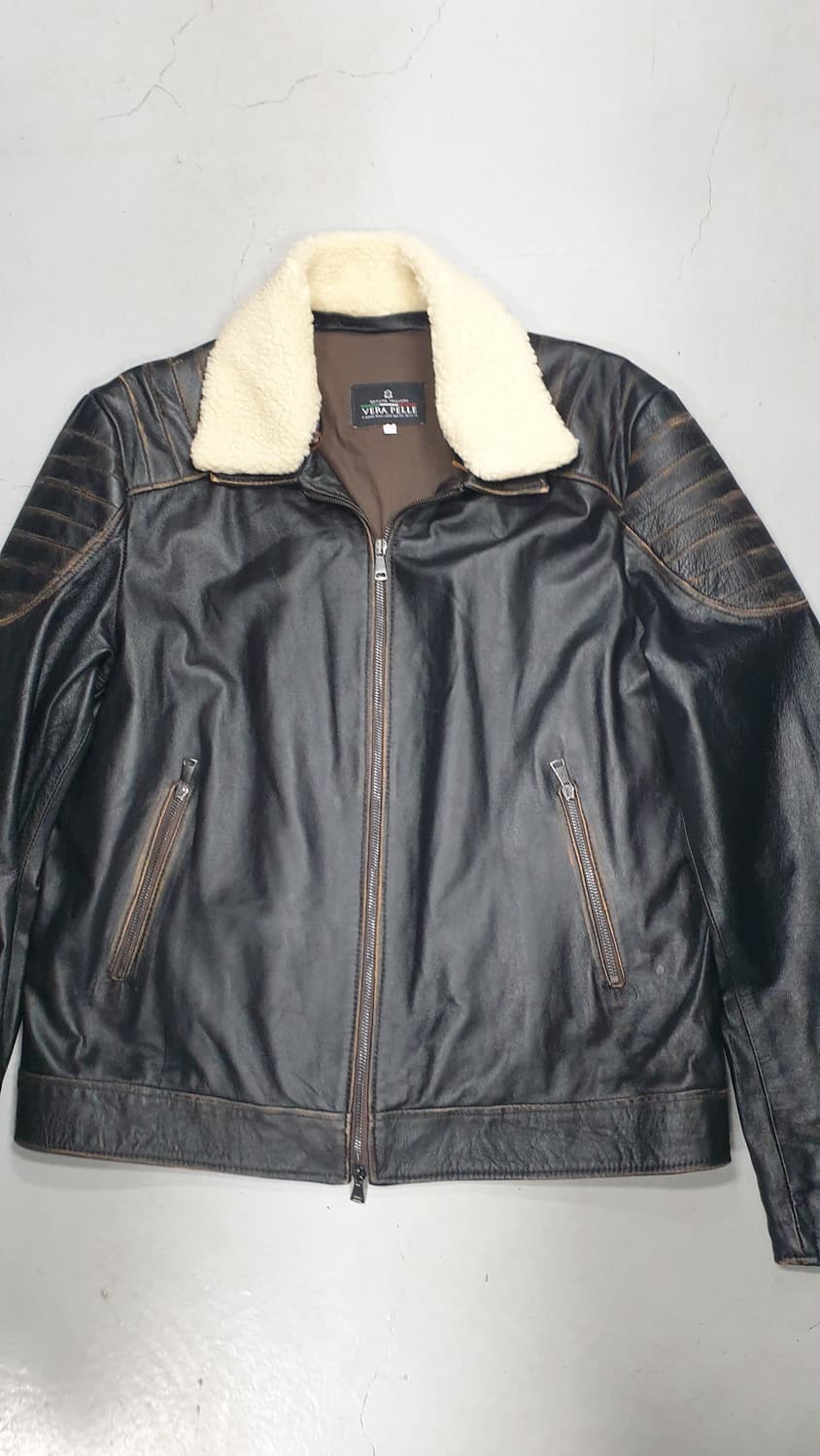 베라펠레 양털 카라 라이더 가죽 자켓 58 상품이미지3