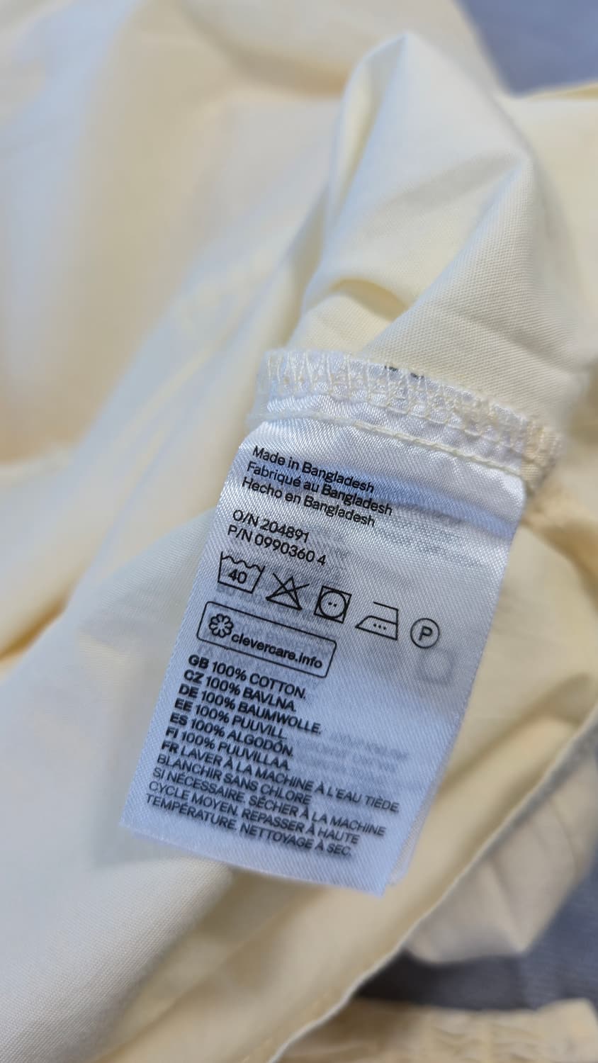 H&M 스모킹 원피스 M 크림 스퀘어넥 퍼프 면 반팔
 상품이미지4