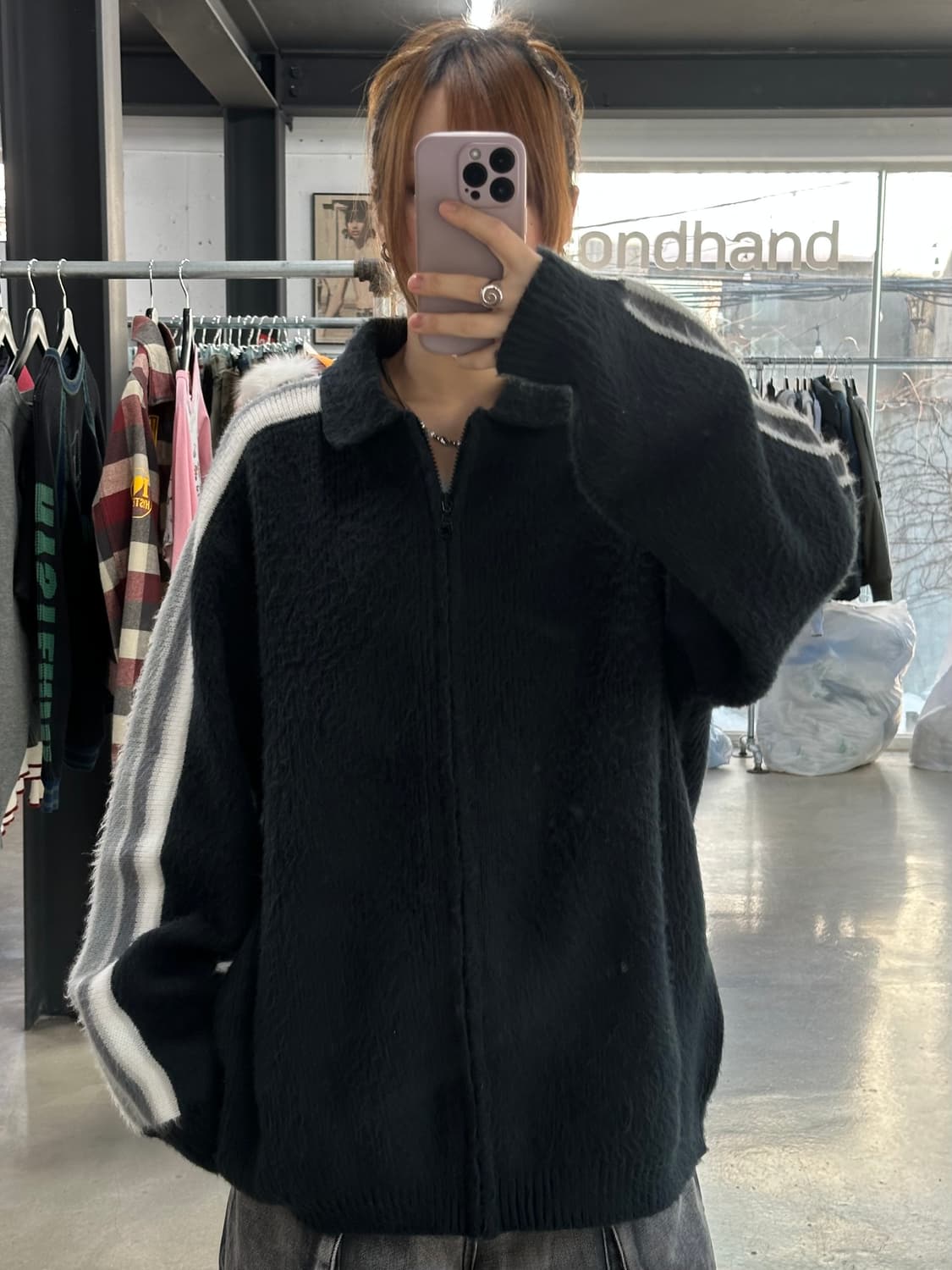 슈프림 백 넥로고 슬리브 스트라이프 스웨터집업 상품이미지3