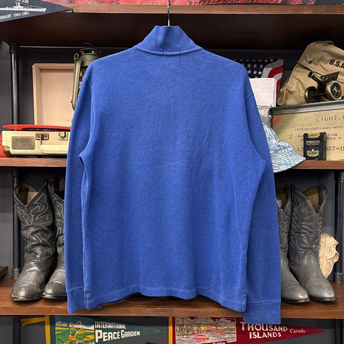 90s 폴로 랄프로렌 파인리브 하프집업 코튼니트 스웨터 블루 N639 상품이미지2