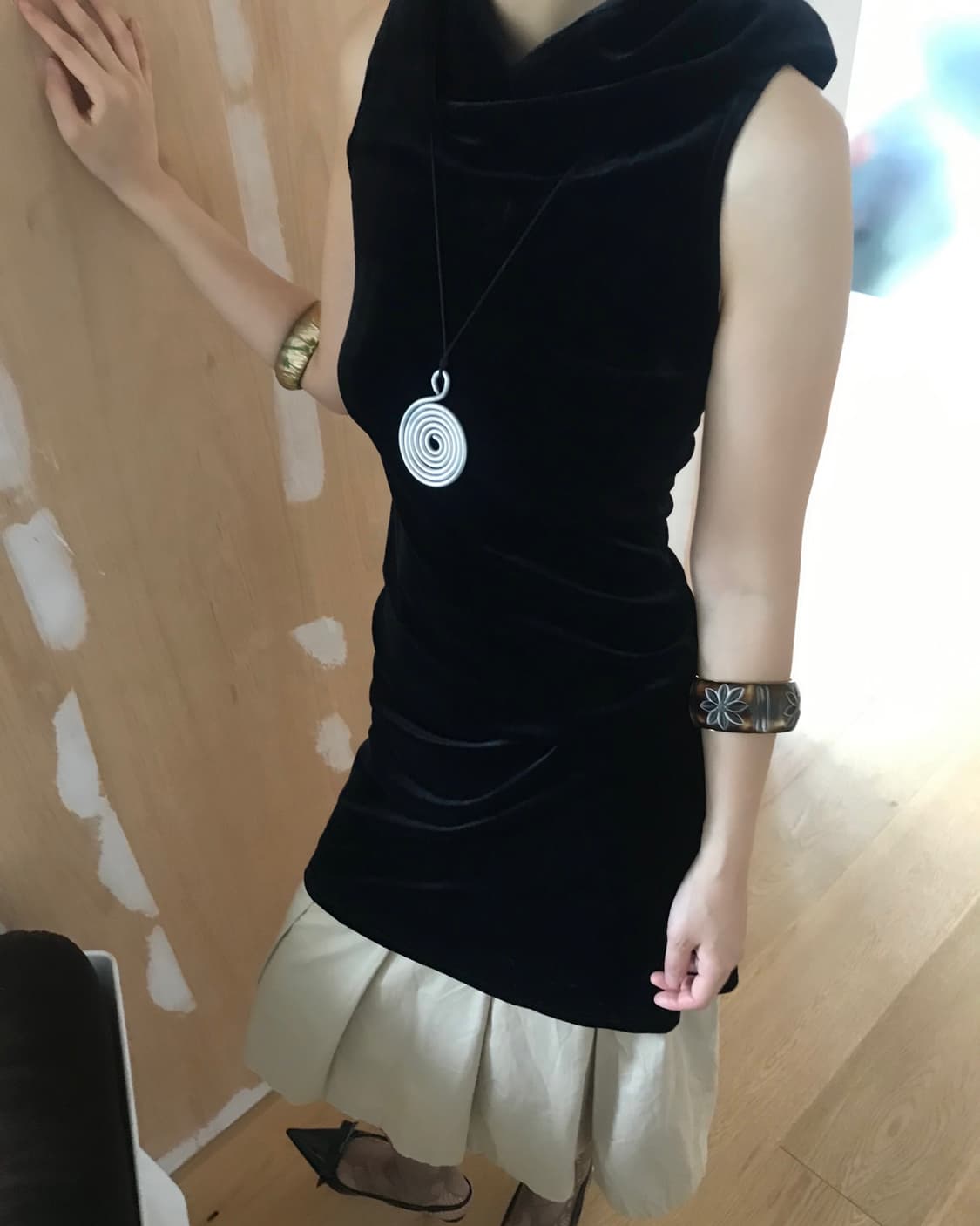 vintage velvet shirring one-piece 상품이미지2