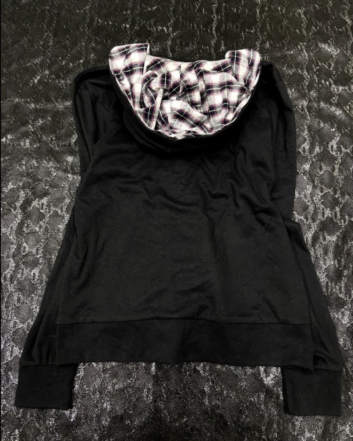 빈티지 체크 후드 가디건 상품이미지3