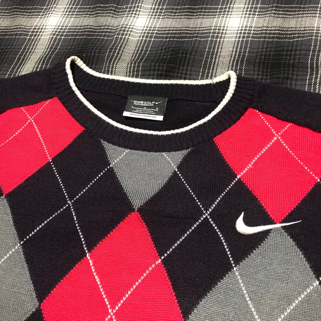 레어 00s 나이키 골프 일본판 아가일 스우시 니트 상품이미지2