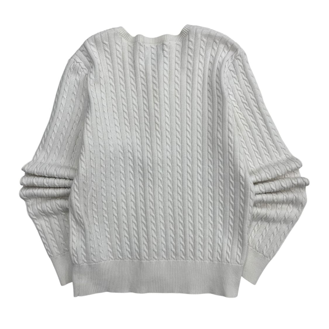 폴로 랄프로렌 베이비핑크포니 화이트 꽈배기 니트 버튼가디건 XL 상품이미지3