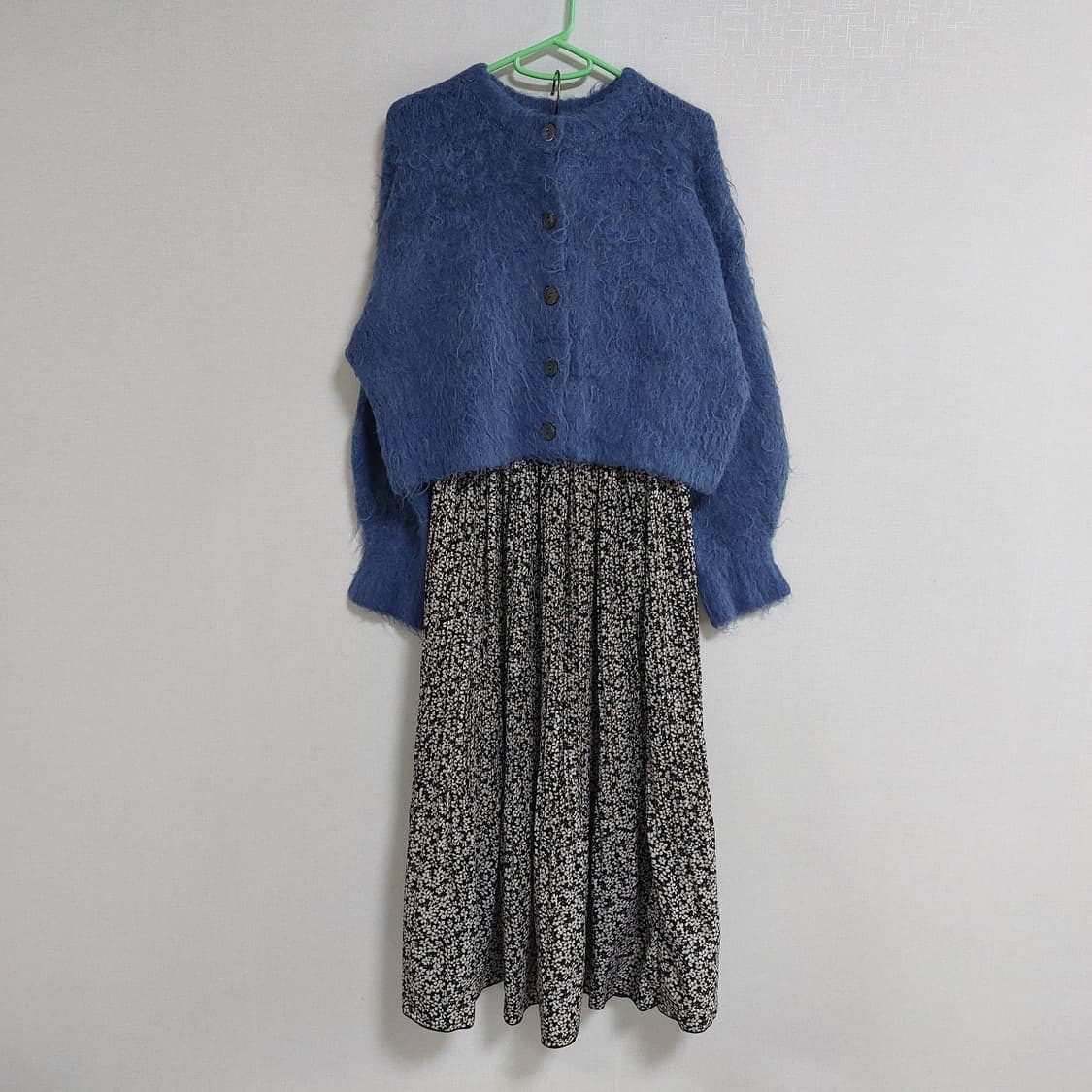 울50%모헤어가디건+플리츠스커트 코디세트 상품이미지1