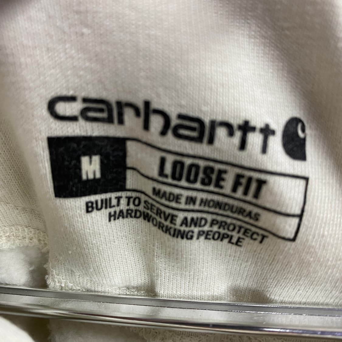 칼하트 루즈핏 박스로고 그래픽 크림 후드티 B4673 상품이미지6