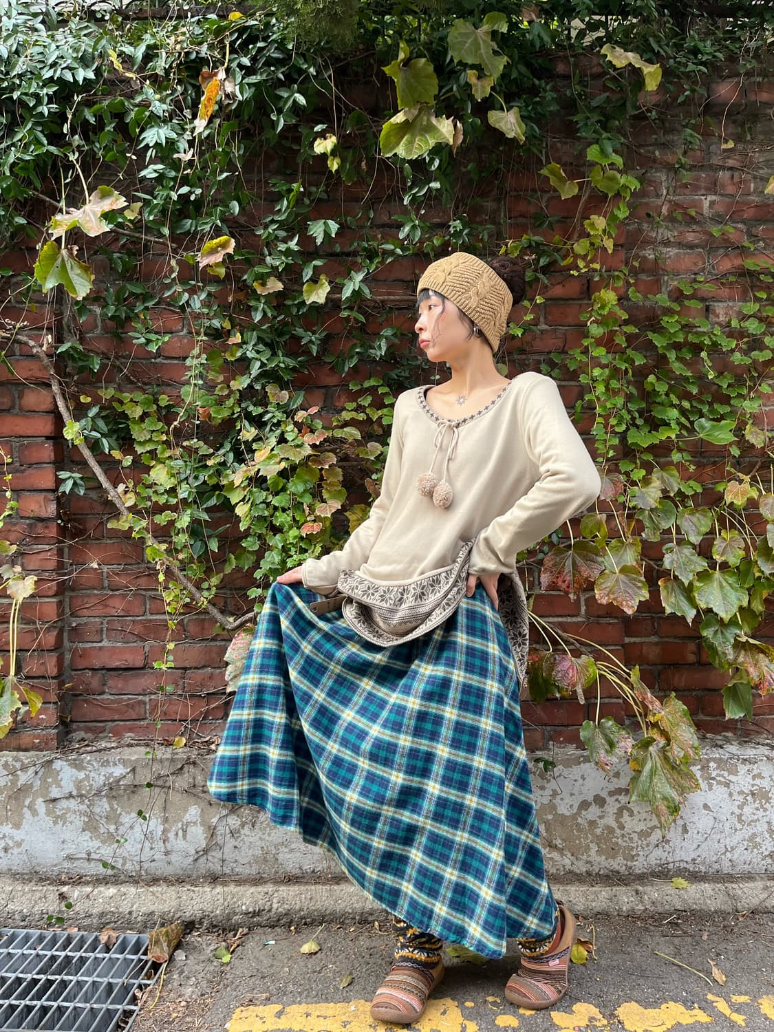 티티카카 그린 체크패턴 스커트 상품이미지2