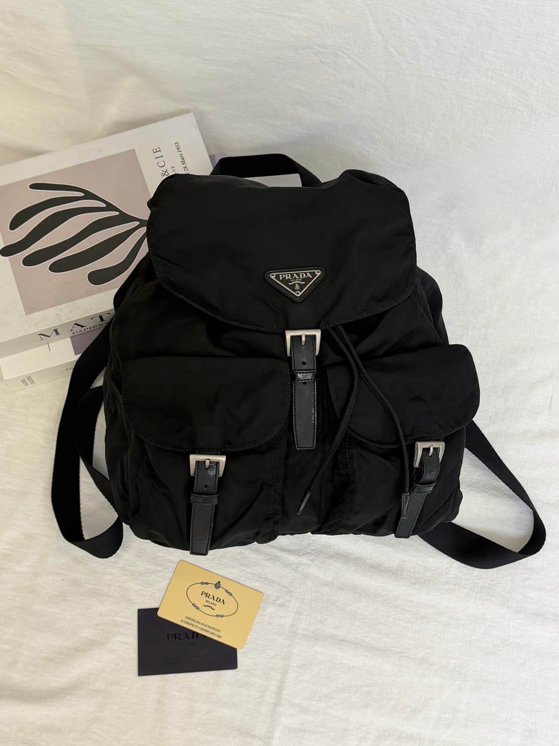 정품 프라다 나일론 투포켓 백팩 블랙 (게런티카드 포함) 상품이미지6
