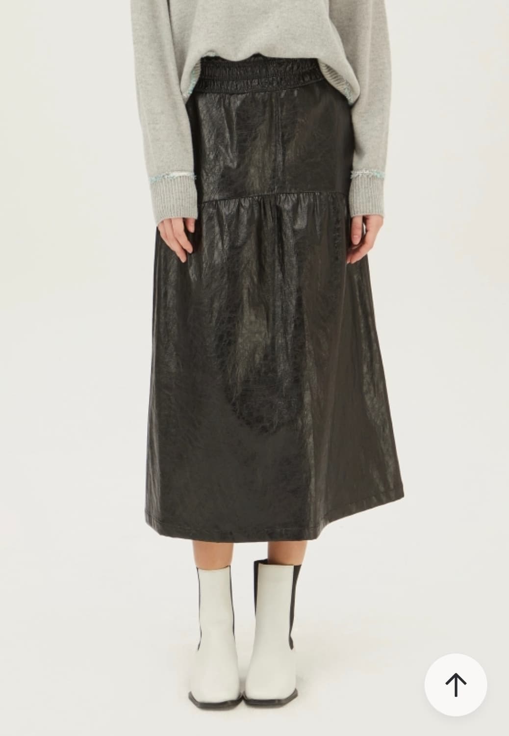 BENETTON 볼륨 레더 밴딩 롱 스커트 42 상품이미지3