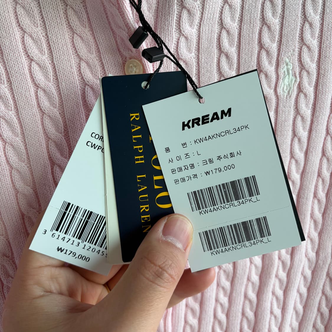 [새상품]폴로 랄프로렌 케이블 니트 가디건 핑크 칠드런 상품이미지3