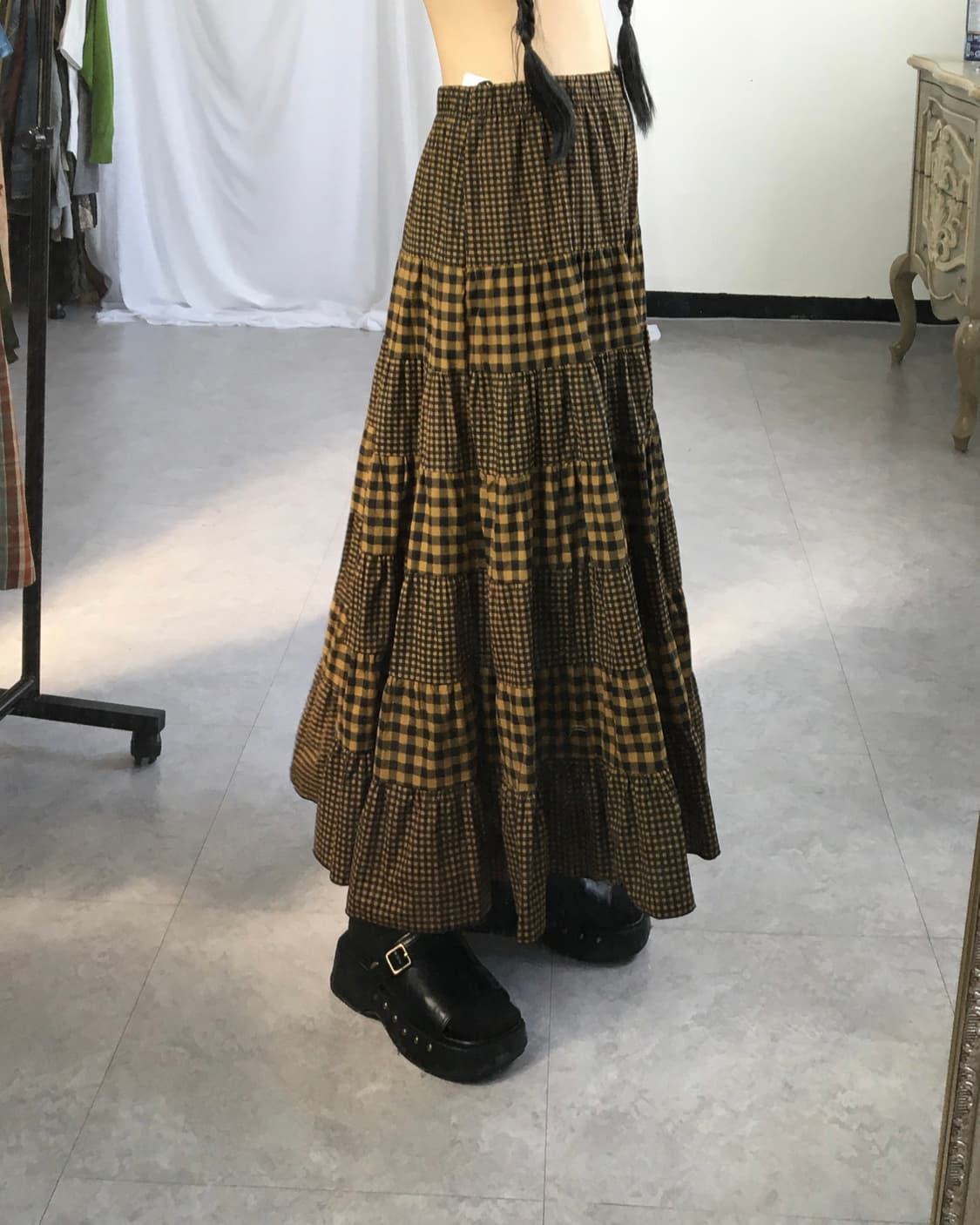 Check pattern mixed skirt 상품이미지6