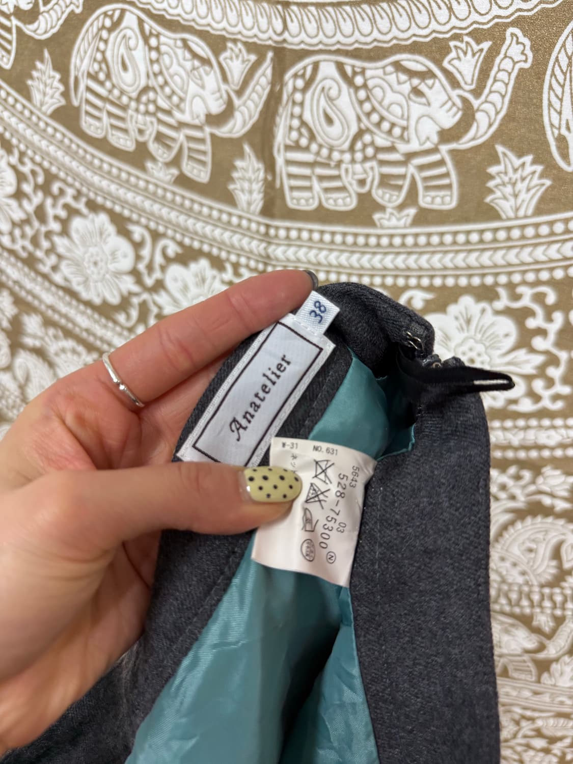 ANATELIER 빈티지 리본 민트 배색 미디스커트  상품이미지7