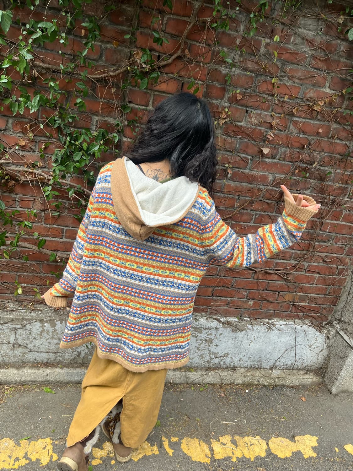 히피패턴 니트 후드 가디건 상품이미지6