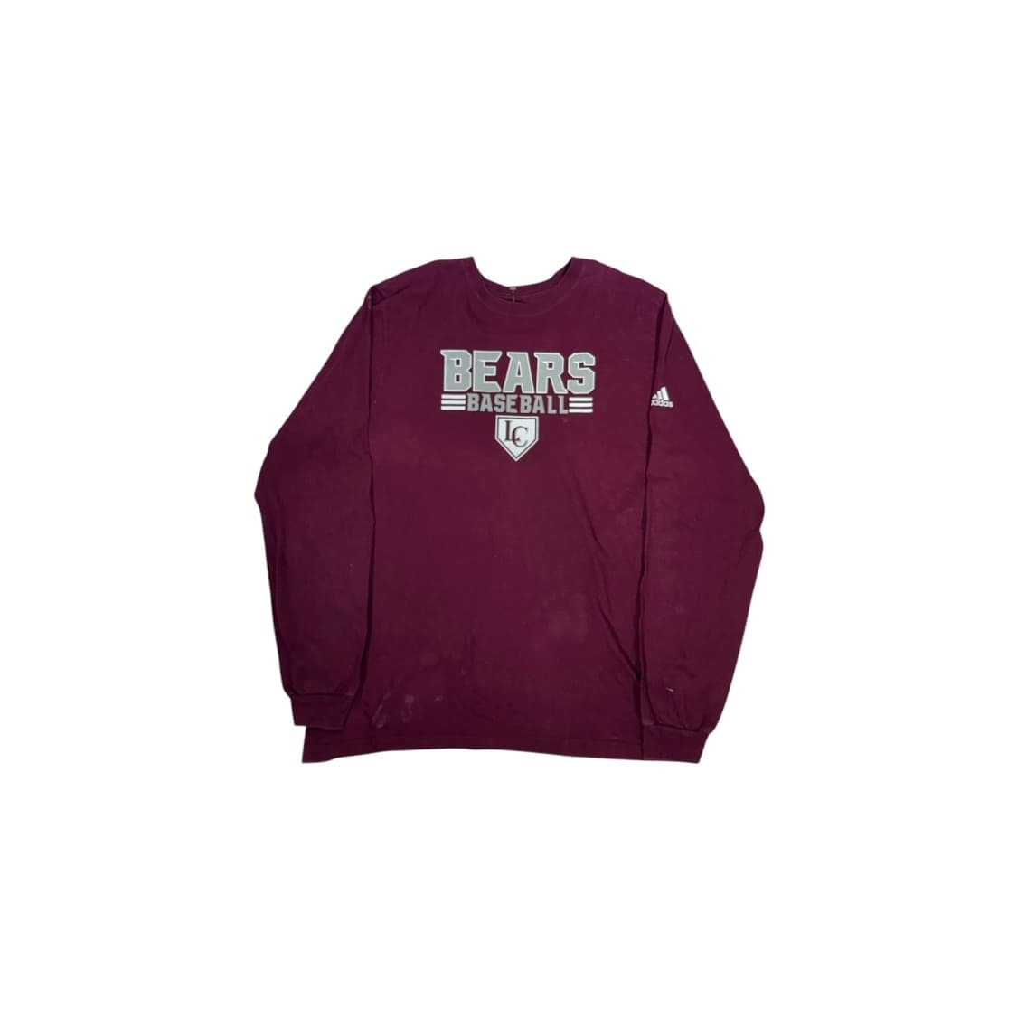 아디다스 버건디 팥죽 빅 로고 프린팅 롱슬리브 긴팔티  상품이미지5