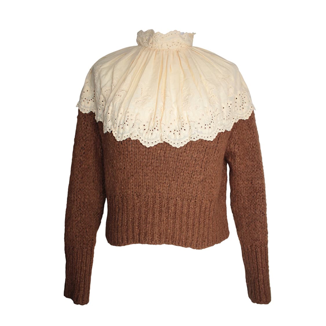 자라 레이스 트림 브라운 니트 상의 44 상품이미지1