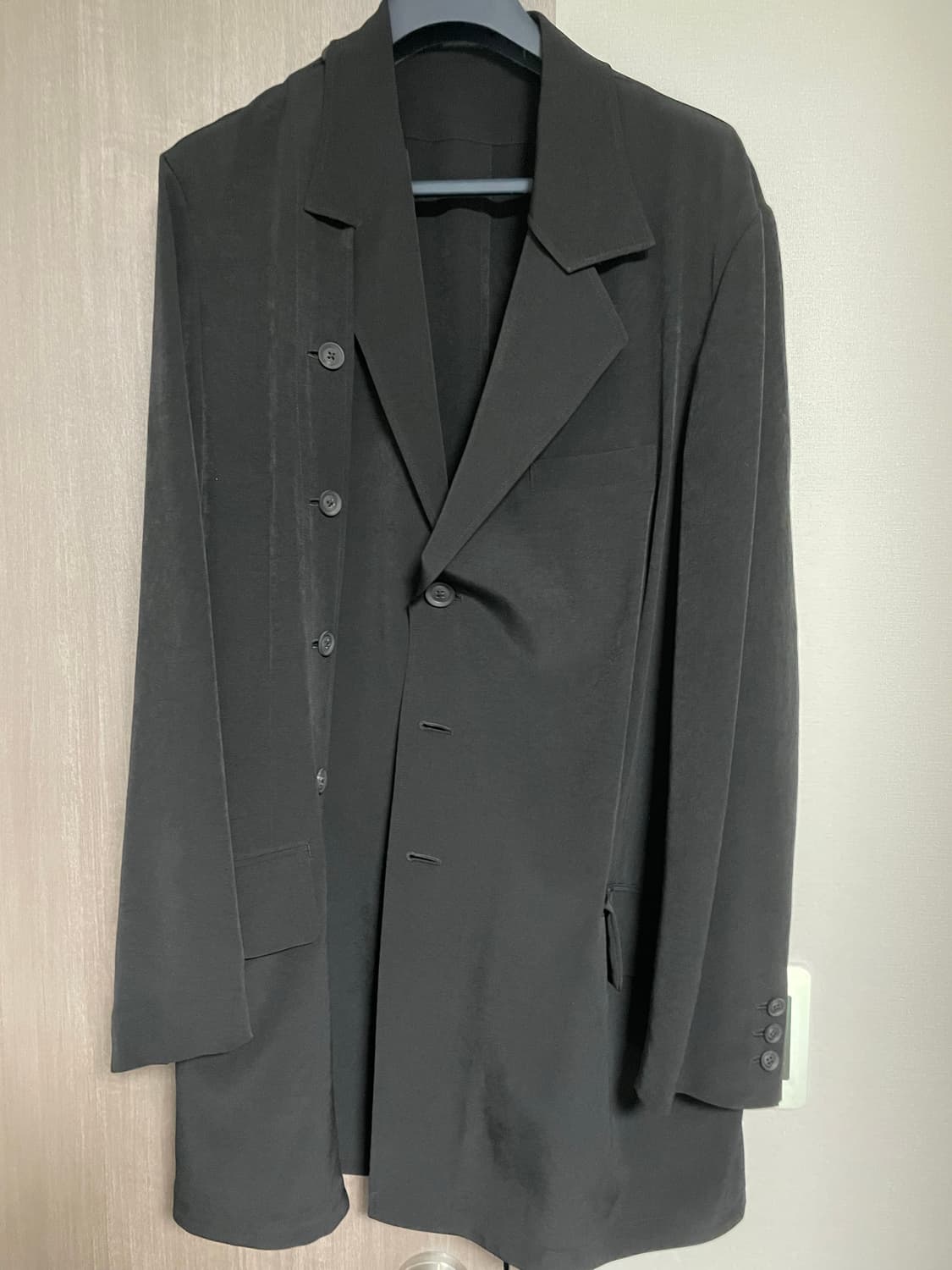 요지 야마모토 어시메트릭 단추 블랙 자켓 상품이미지1