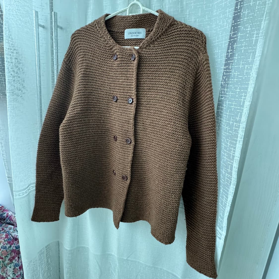 브라운 더블단추 니트 가디건 상품이미지4