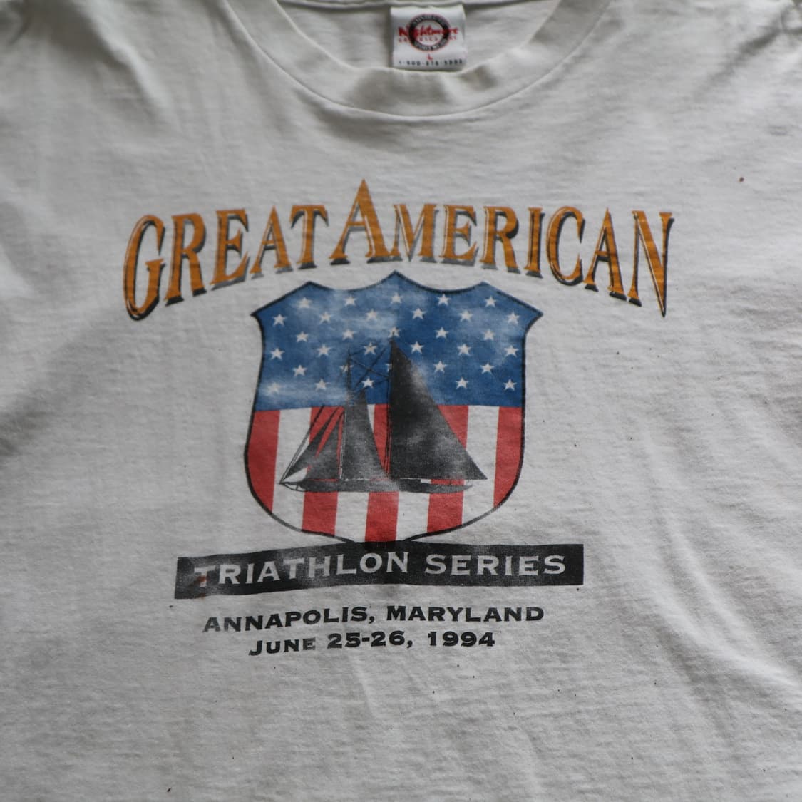 90s MADE IN USA 싱글스티치 빈티지 성조기 티셔츠 L 상품이미지1