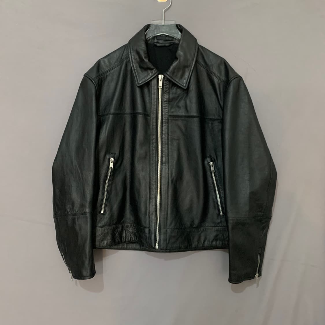 M 자라 소가죽 레더 박시핏 싱글 라이더 자켓 상품이미지2