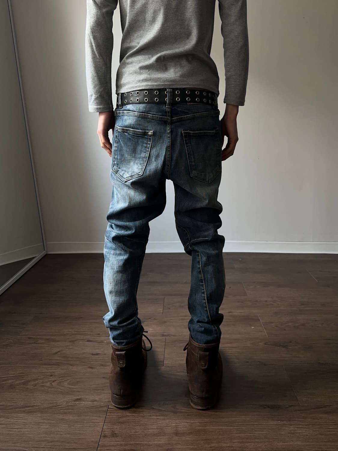 ILDT 체크 & 스크래치 바이커 진 상품이미지6