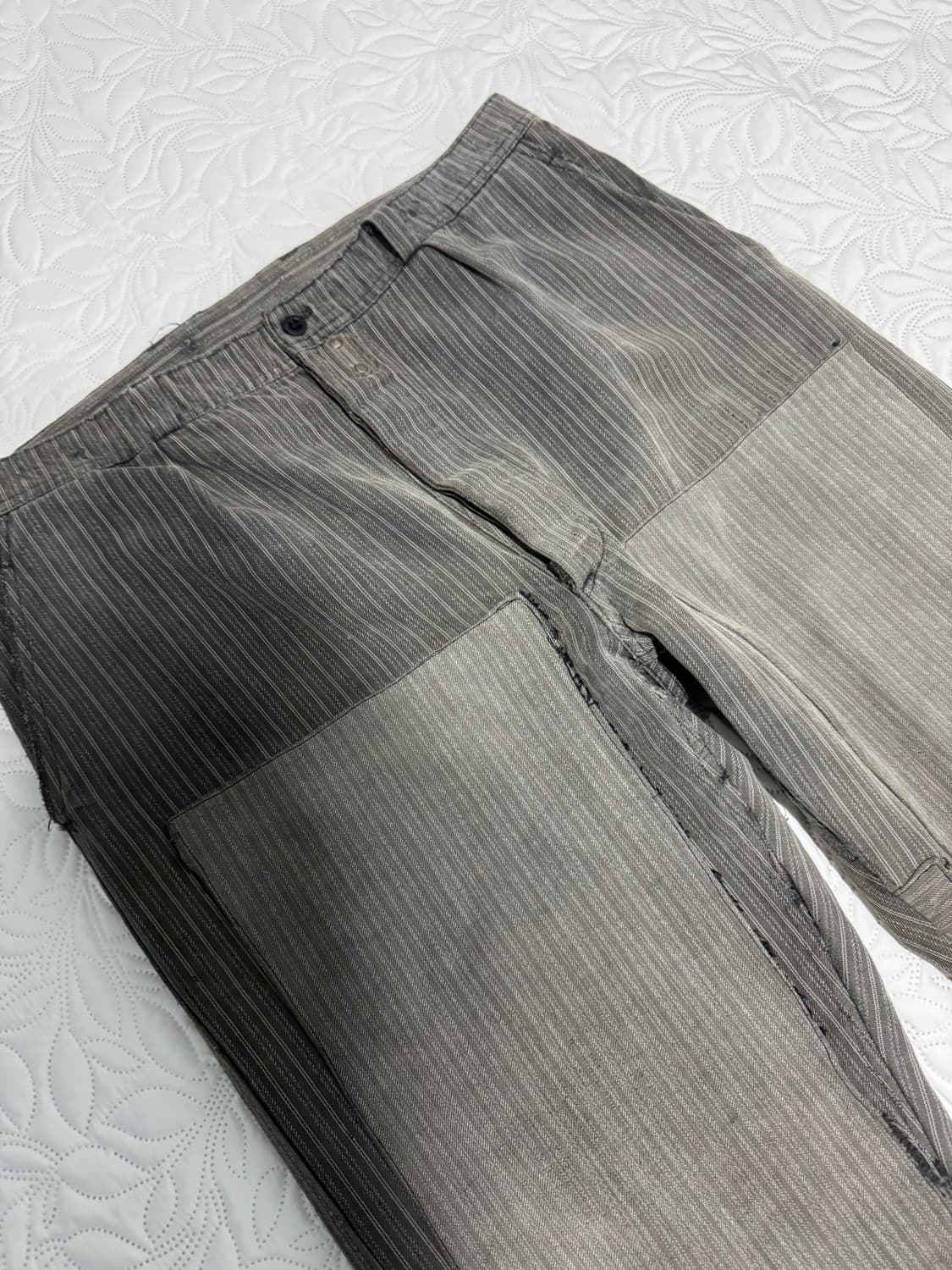 60s 프렌치워크 패치워크 스트라이프 팬츠 / vintage / 그레이 상품이미지2