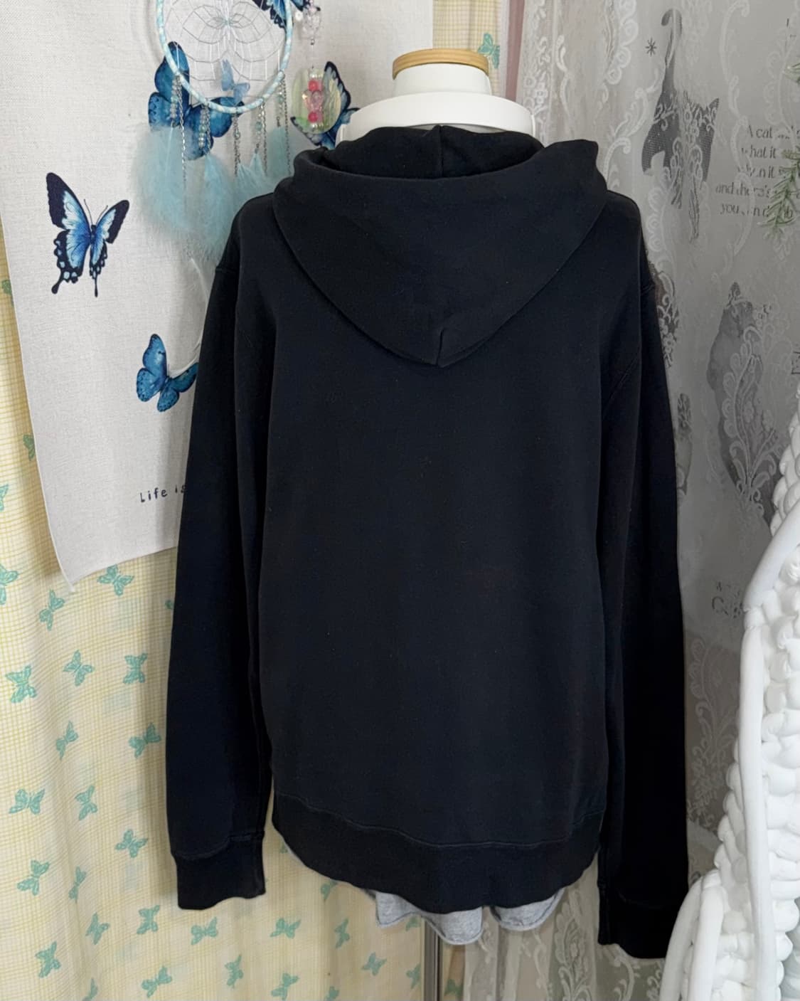 챔피온 블랙 오버핏 후드 티셔츠 상품이미지7