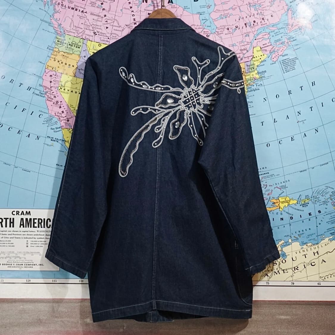 빈티지 데님 엠브로이더 비즈 자켓 상품이미지5