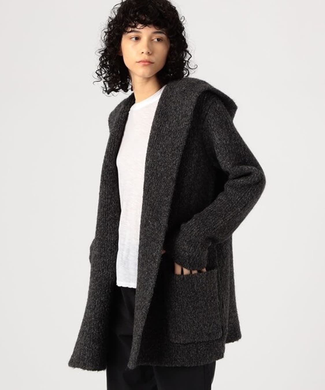 (정품/새상품) 제임스펄스 여성 차콜 후드 가디건 겸 반코트 상품이미지5