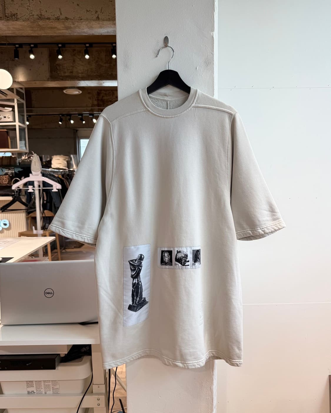 릭 오웬스 다크쉐도우 아이보리 점보 패치 하프티  상품이미지2