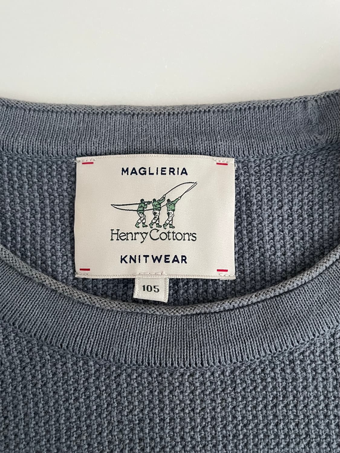 105) 헨리코튼 코튼 와플 니트 블루 상품이미지4