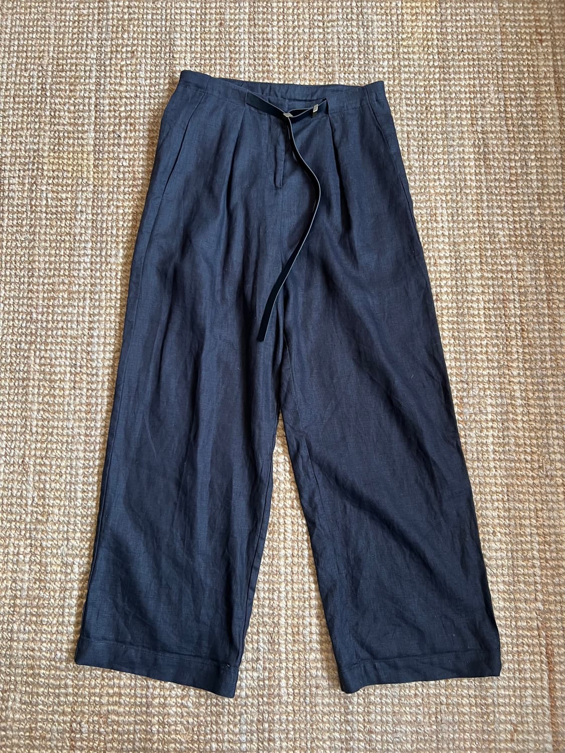 쇼핑몰 여성 블랙 린넨바지 세미와이드핏팬츠 상품이미지5